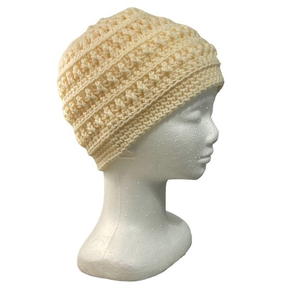 Handmade Cream Crochet Beanie NWOT Never Worn 8.5" from center